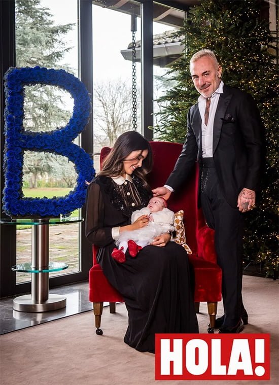 53-year-old millionaire Gianluca Vacchi and his girlfriend show off photos of their daughter