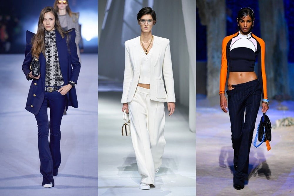 Những thiết kế quần cạp trễ của các nhà mốt Balmain, Fendi, Versace.