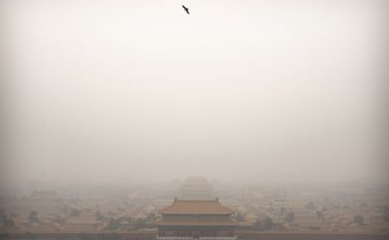 Many areas in China are heavily polluted, with dense fog