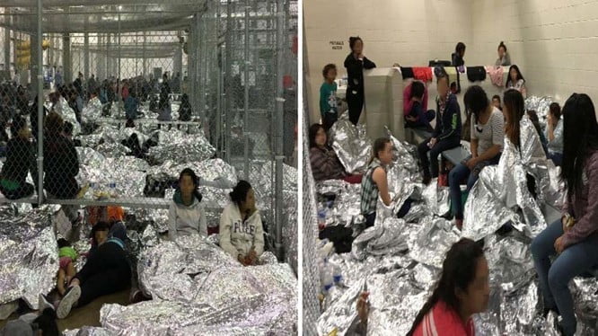 Photos show US border facility crowded with migrant children