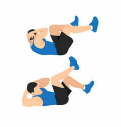man doing abdominal workout with bicycle crunch vector 34248556