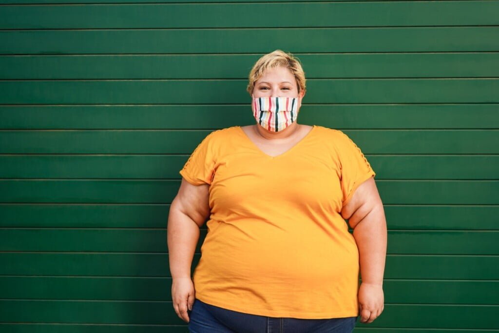 woman obese obesity overweight wall
