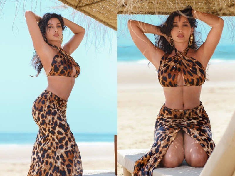 Nora Fatehi's Sultry Animal Print Co-Ord Set