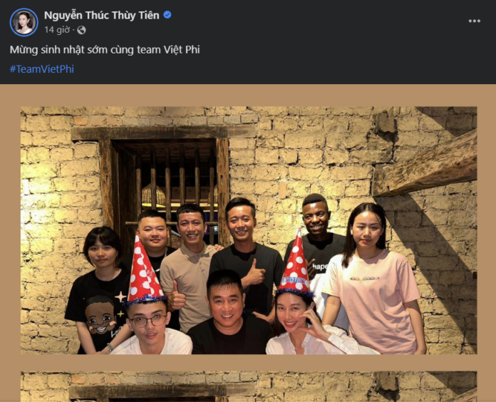 Thùy Tiên đăng tải bức ảnh ăn sinh nhật sớm trên Facebook